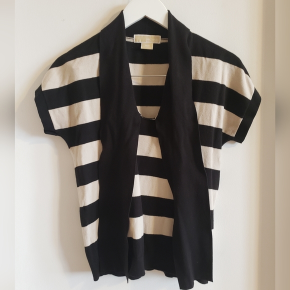 Michael Kors Sleeveless Sweater Neck Wrap Beige Black Luxury Woman Small - Picture 4 of 12